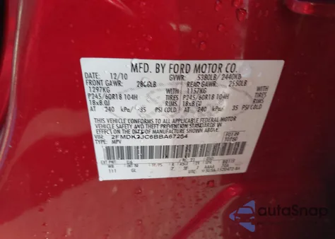 2011 Ford Edge Sel z USA, uszkodzony, nr VIN 2FMDK3JC6BBA67284